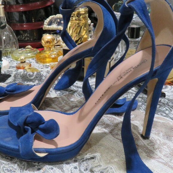 BOGO Gianna Meliani for Gwen Rawls Blue Italian Suede heels pumps sandals - Picture 1 of 11